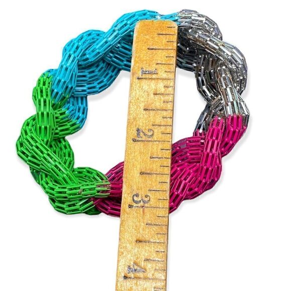 Two black iridescent magnetic stretch bracelets one braided mesh bangle - Picture 3 of 6